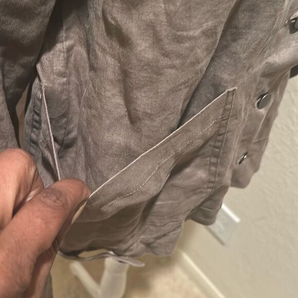 Gold Hawk Women's S Linen Shirt Jacket Taupe Beige Natural Lagenlook Earthy Boho - Picture 6 of 11